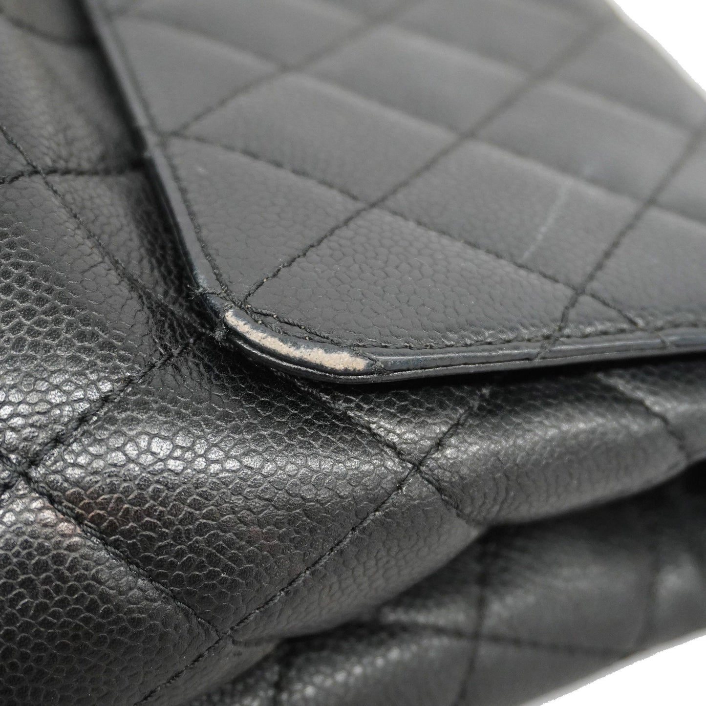 CHANEL  Matelasse Handbag Women's Caviar Leather Black