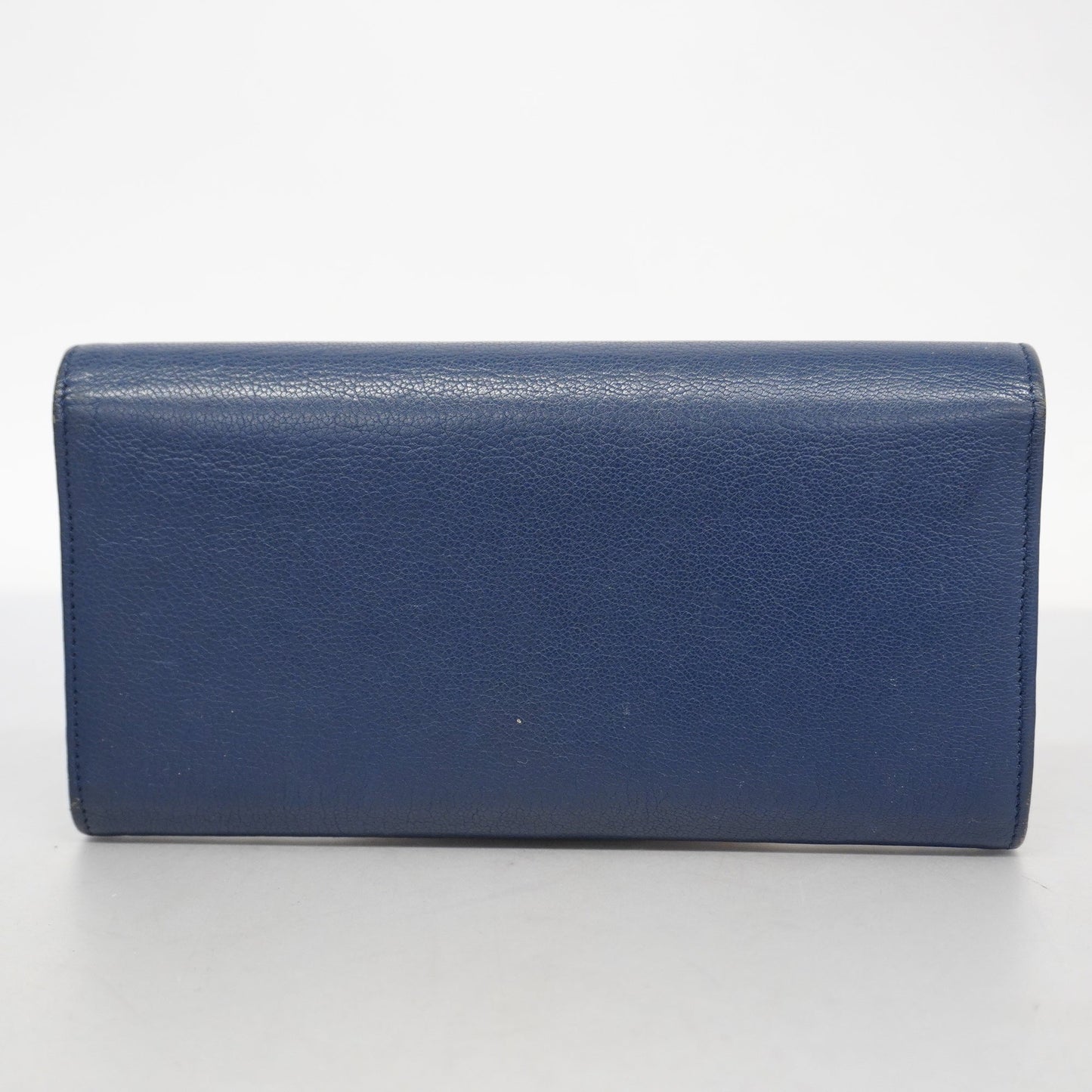CHANEL  Bi-fold Long Wallet Gold Hardware Navy