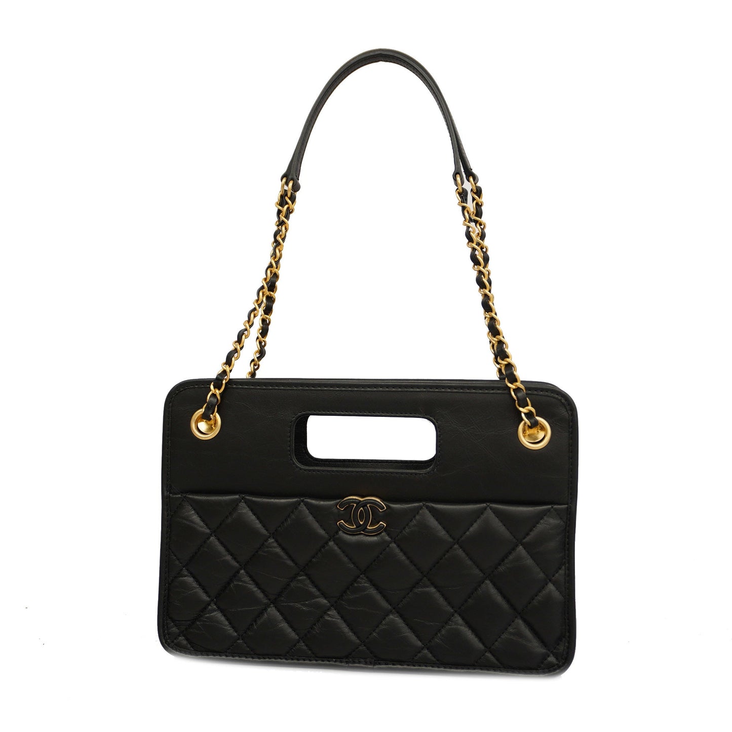 CHANEL  Matelasse Chain Shoulder Lambskin Women's Leather Shoulder Bag Black