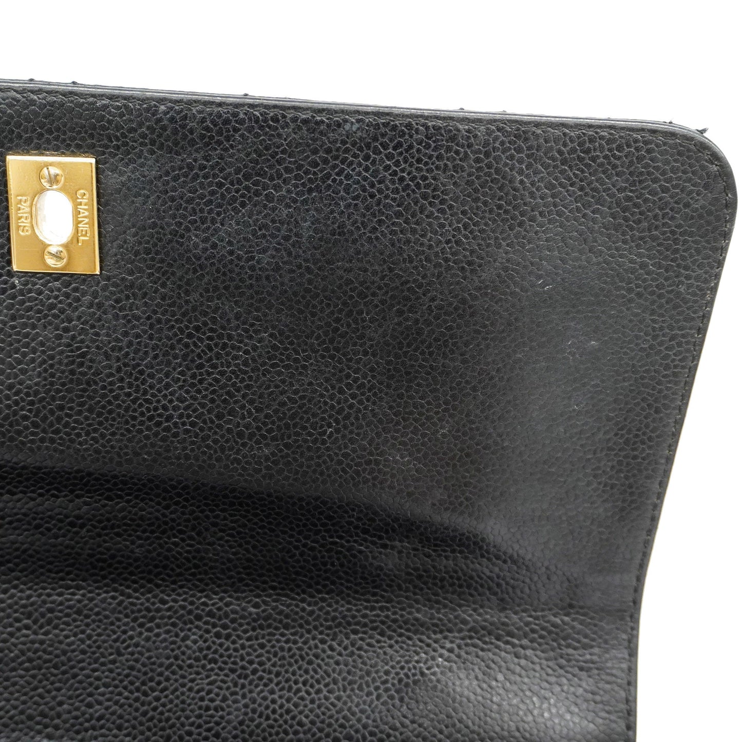 CHANEL  Matelasse Handbag Women's Caviar Leather Black