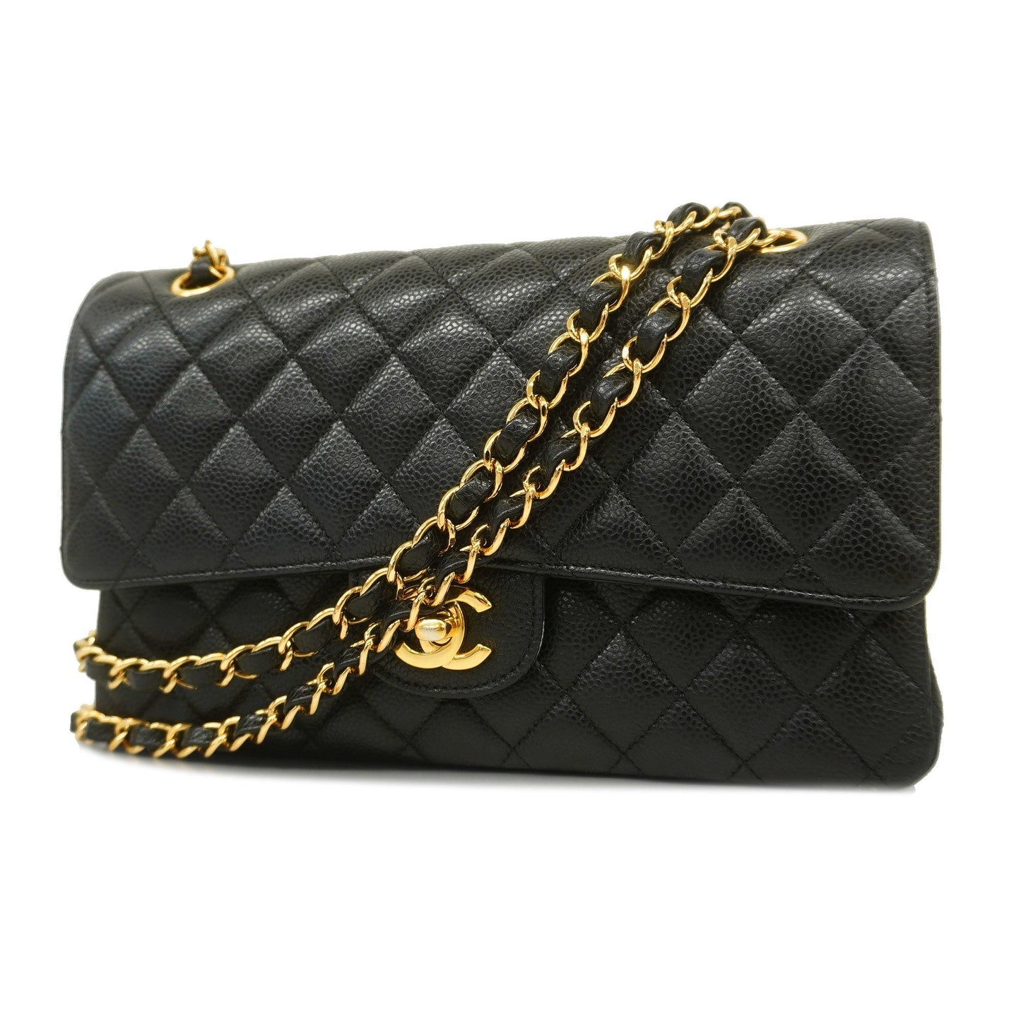 CHANEL  Big Matelasse W Flap W Chain Women's Caviar Leather Shoulder Bag