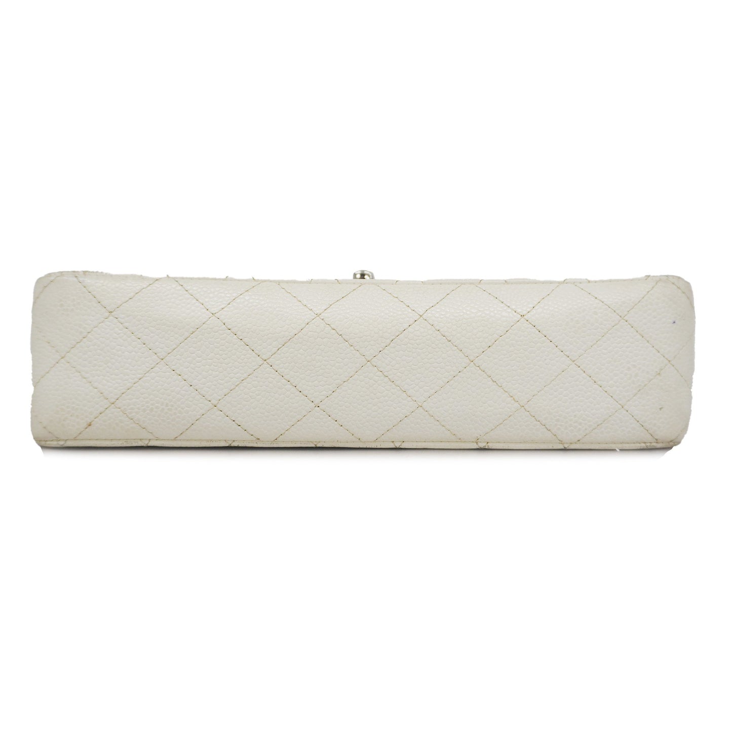 CHANEL  Matelasse W Flap W Chain Women's Caviar Leather Shoulder Bag White