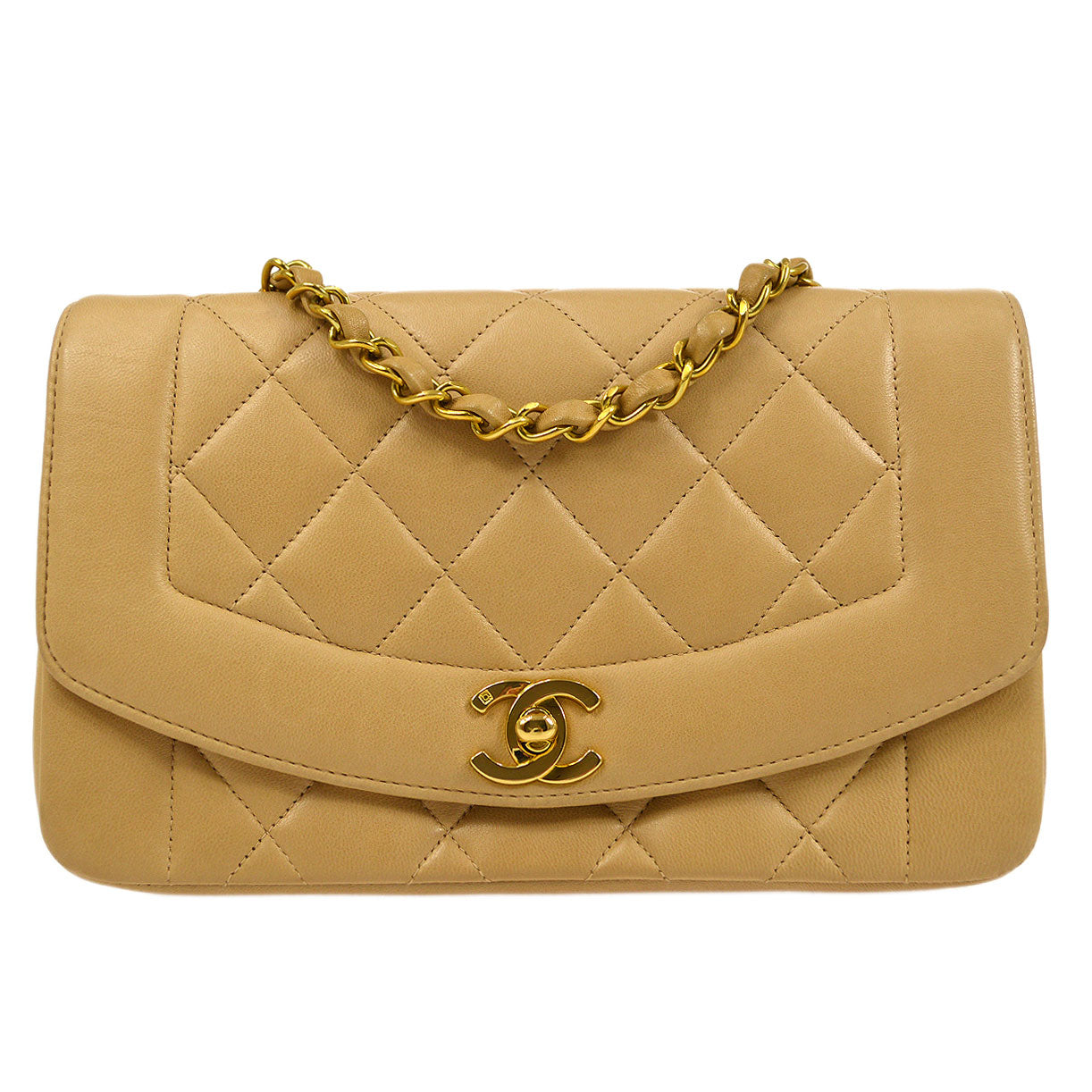 CHANEL  Beige Lambskin Diana Small