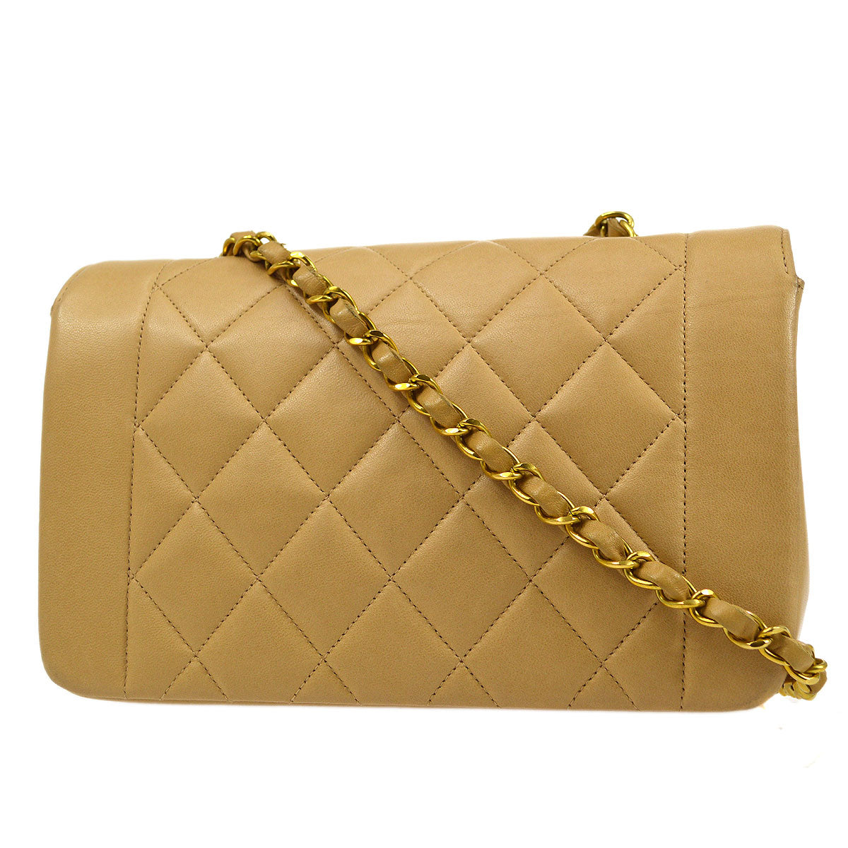 CHANEL  Beige Lambskin Diana Small