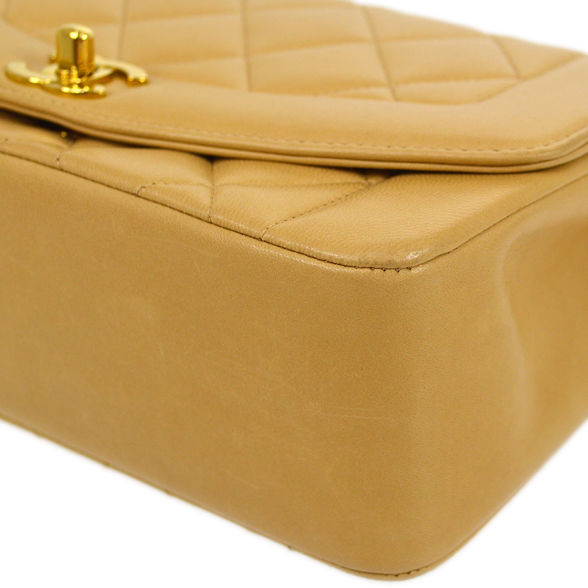 CHANEL  Beige Lambskin Diana Small