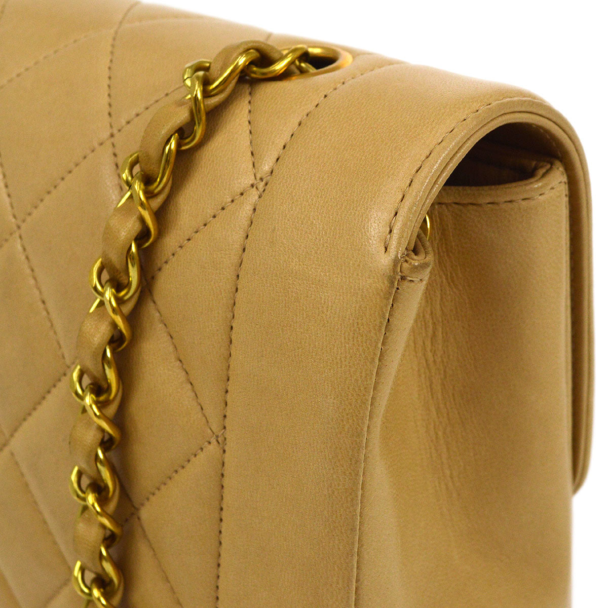 CHANEL  Beige Lambskin Diana Small