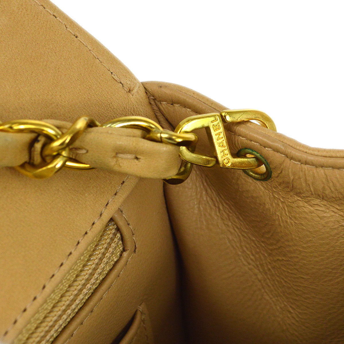 CHANEL  Beige Lambskin Diana Small