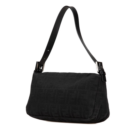 Black Fendi Zucca Canvas Double Flap Shoulder Bag