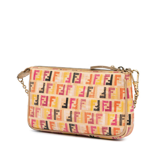 Beige Fendi Multicolor Zucchino Spalmati Chain Pochette Shoulder Bag