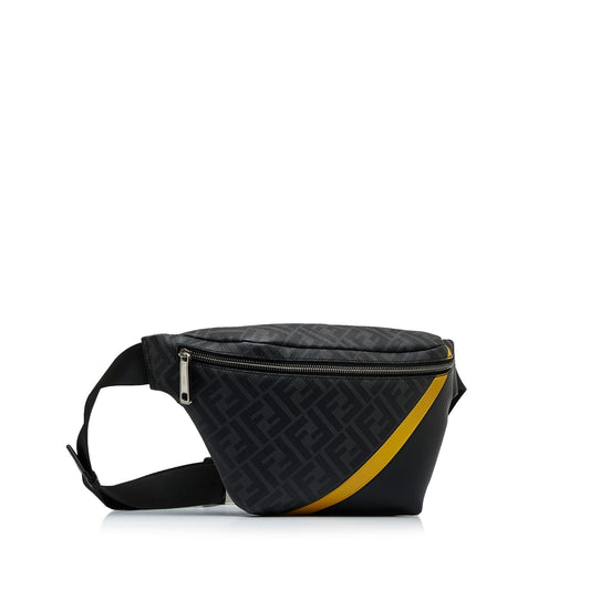 Black Fendi Zucca FF 1974 Diagonal Belt Bag