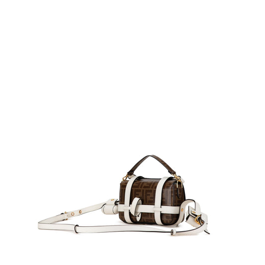Brown Fendi Mini Zucca Glazed Fabric Cage Baguette Satchel