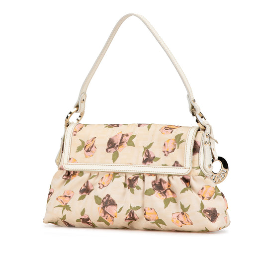 Beige Fendi Small Zucca Canvas Rose Chef Shoulder Bag