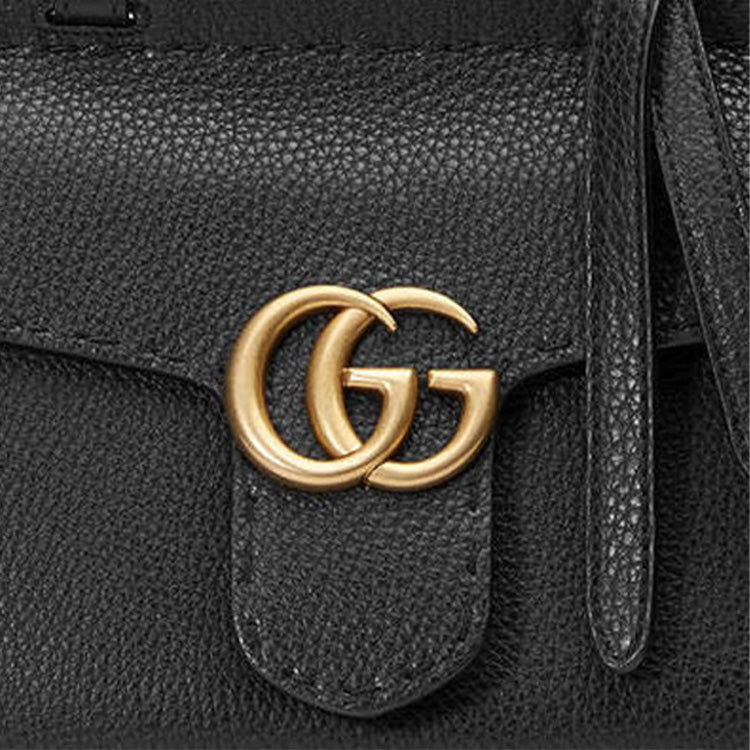 (WMNS) GUCCI Cowhide GG Marmont Logo Single-Shoulder Bag Black