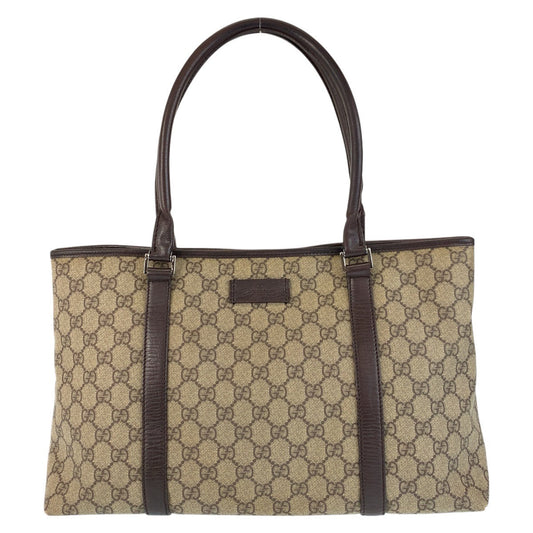 Gucci Beige Brown GG Supreme Canvas Leather Tote