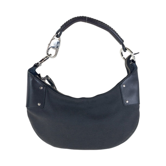 Gucci Black Canvas Leather Hobo Bag
