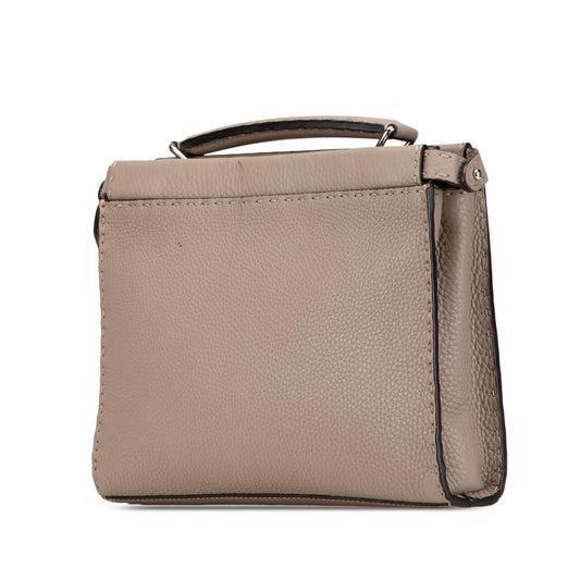 Beige Fendi Sue Tilley Mini Calfskin Romano Selleria Banana Peekaboo Iconic Fit Satchel