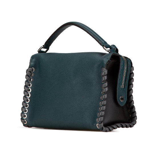 Blue Fendi Leather Selleria Lei Whipstitch Satchel