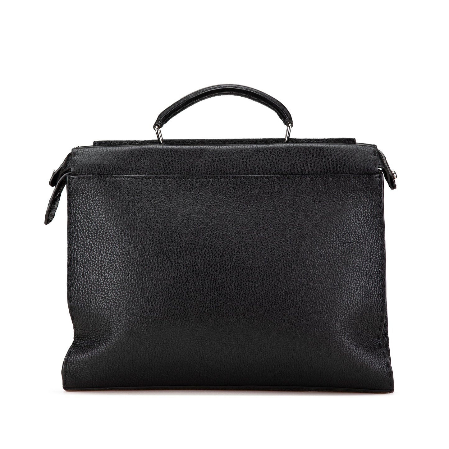 Black Fendi Large Leather Selleria Peekaboo Iconic Fit Bag