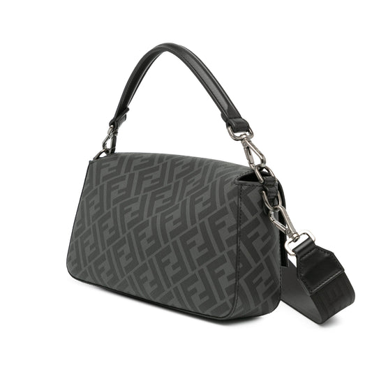 Black Fendi Zucca Coated Canvas And Calfskin Baguette Satchel
