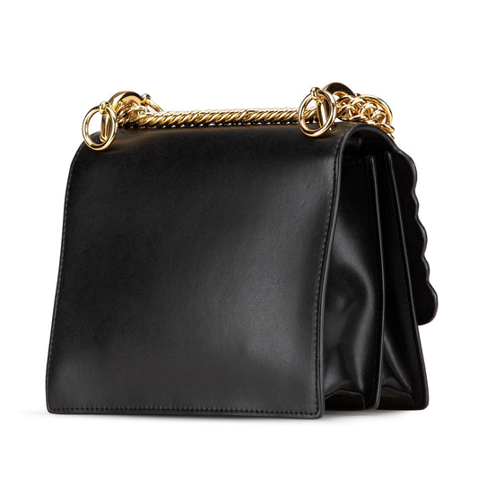 Black Fendi Small Scalloped Studded Leather Kan I Crossbody