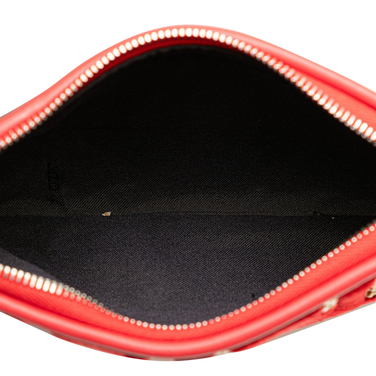 Beige Fendi Zucca Leather and Raffia Triplette Clutch