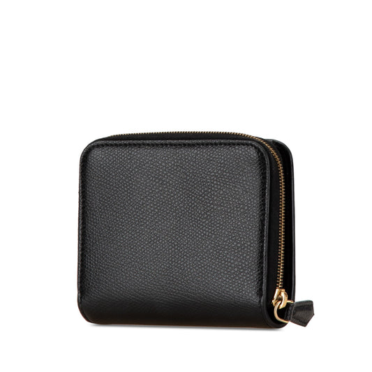 Black Fendi F Is Fendi Leather Zip Around Bifold Compact Wallet