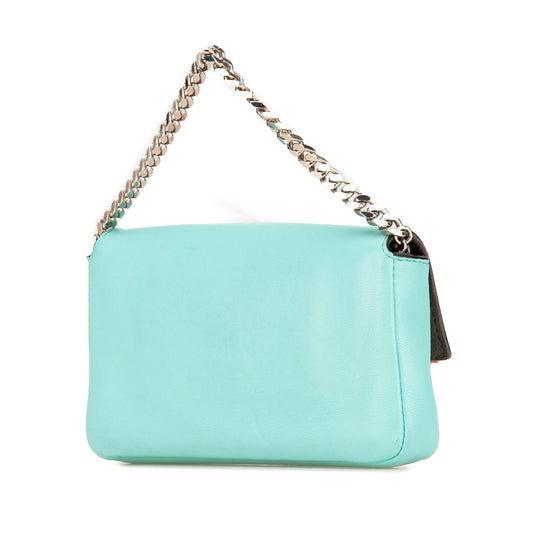 Blue Fendi Micro Leather Monster Baguette Satchel