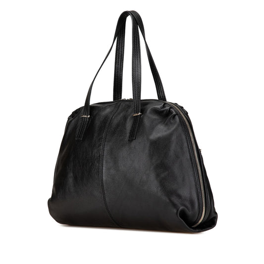 Black Fendi Leather Unzipped Shoulder Bag