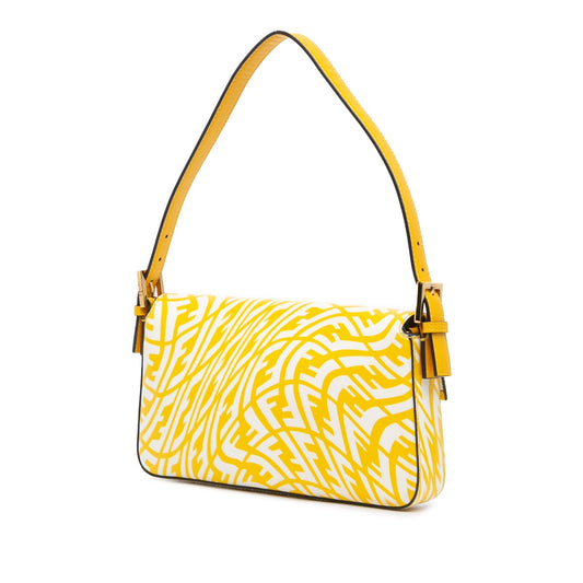 Yellow Fendi Sarah Coleman Zucca Coated Canvas 1997 Vertigo Baguette Shoulder Bag