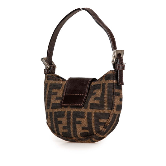 Brown Fendi Mini Zucca Canvas Croissant Handbag