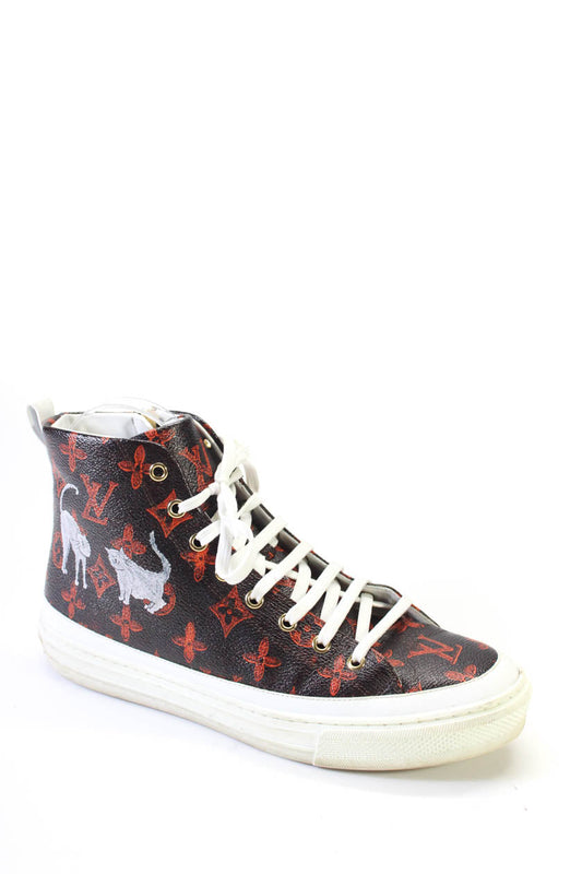 Louis Vuitton Womens Brown Monogram Canvas Cat Stellar Sneakers Shoes