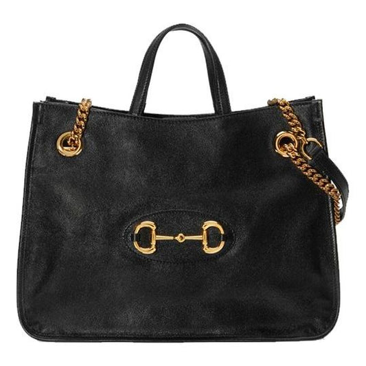 (WMNS) GUCCI 1955 Button Tote hand Bag Single Shoulder Bag Middle Black