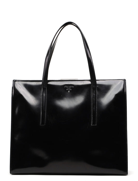 1995 Black Spazzolato Clutch Tote Bag