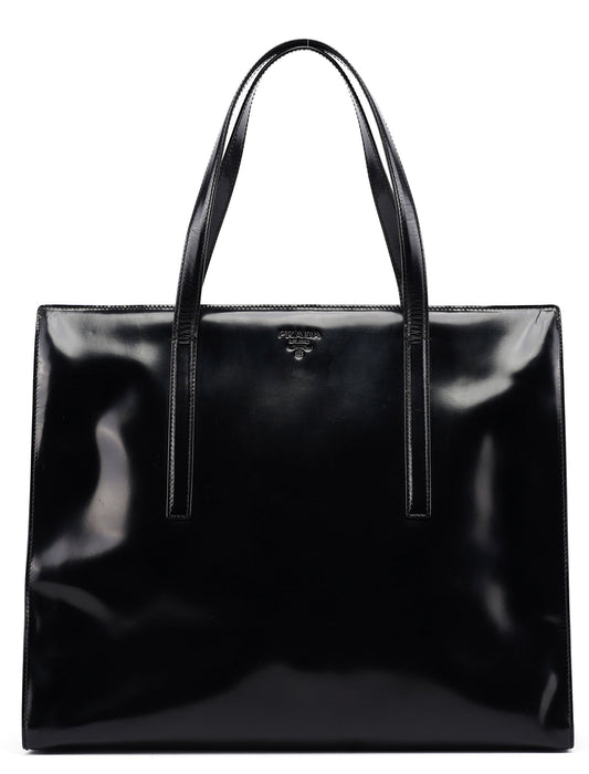 1995 Black Spazzolato Clutch Tote Bag