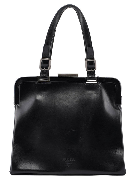 B7710 Black Calfskin Clutch Tote Bag