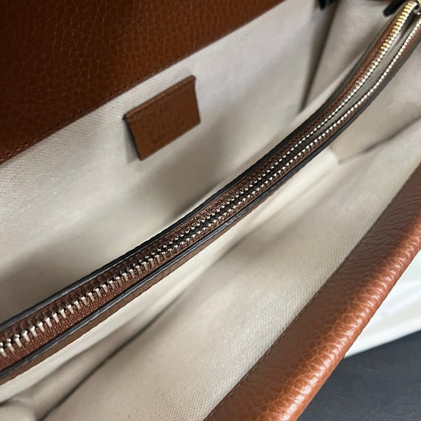 Gucci Denim Brown Leather Dionysus Shoulder Bag Medium